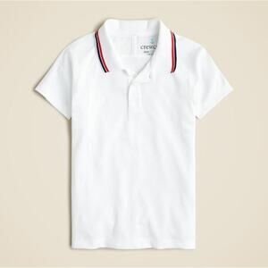 J. Crew Kids' Boys Tipped Tech Piqué Polo Shirt BW807 White Tipped Size S NWT